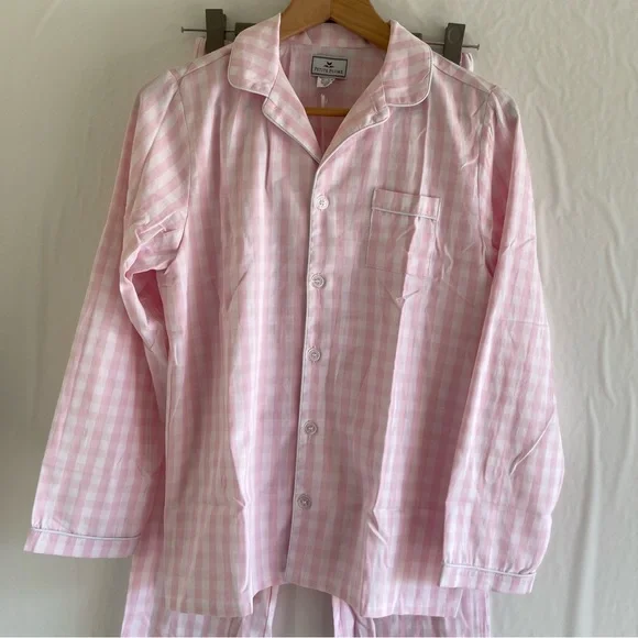 Petite Plume Pink Gingham Pajama Set Size 14